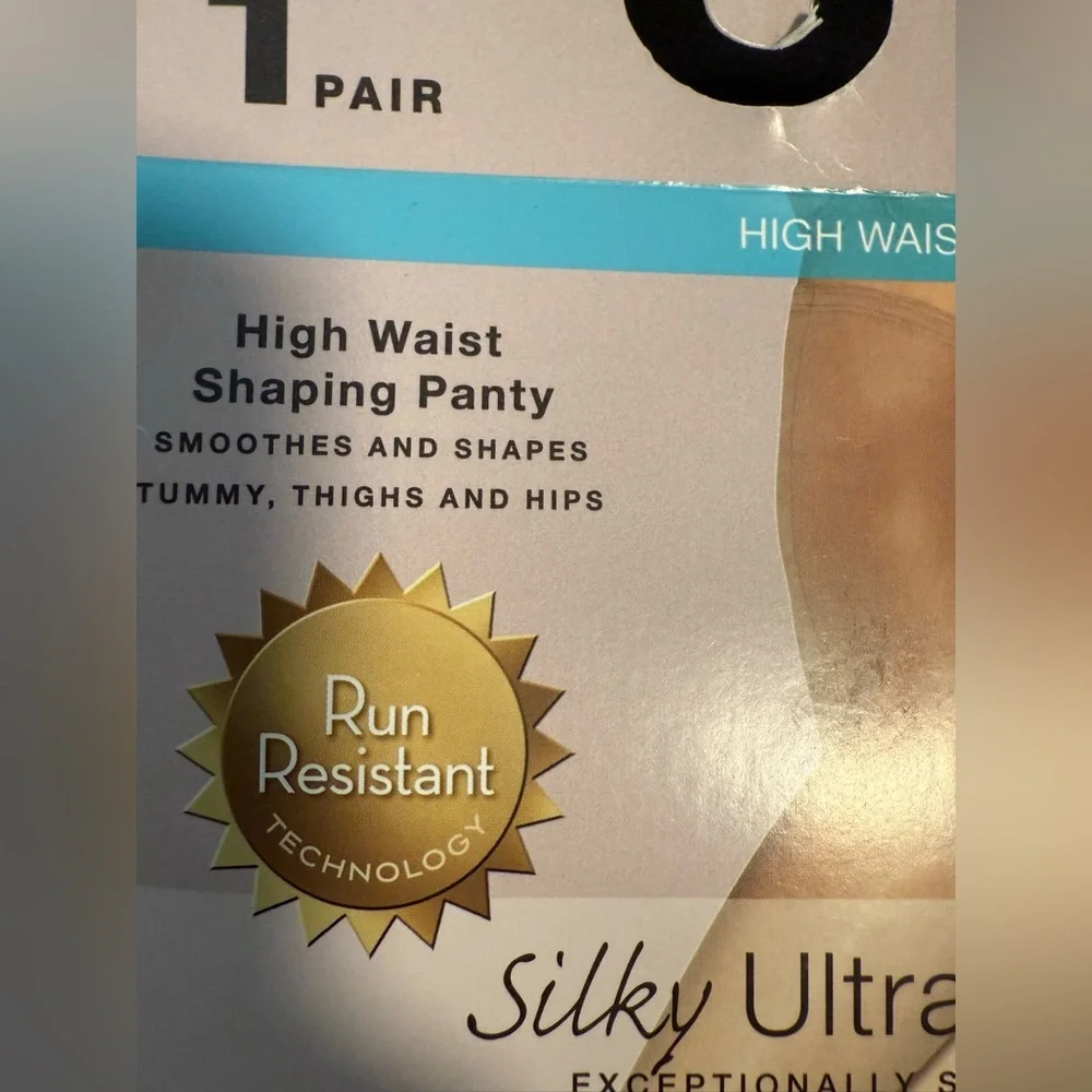 Black Pantyhose Hanes Solutions Control Top Silky Ultra‎ Sheer Shaping XL No Run